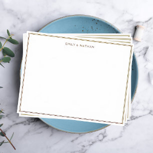 Brown Line Border Couple Wedding Engagement Custom Card