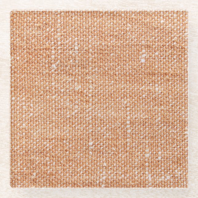 Brown Linen Canvas Texture Background Glass Coaster (Front)