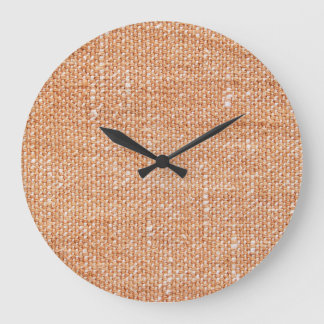 Brown Linen Canvas Texture Background Large Clock