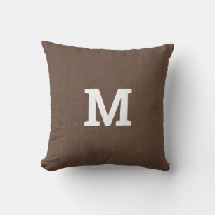 Brown Linen with Monogram Cushion