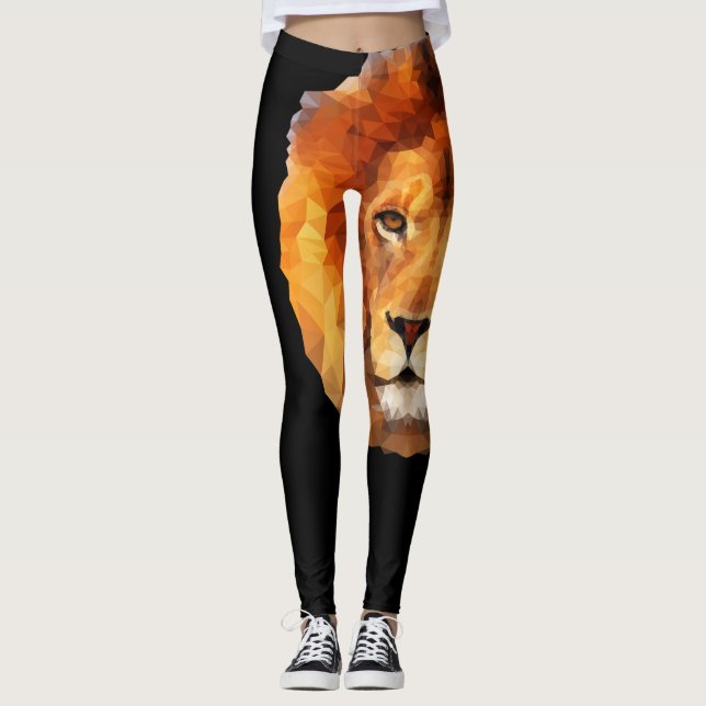 Brown Lion Head Print 2 Leggings (Front)