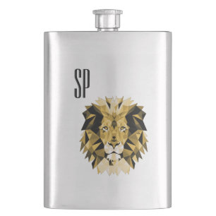 Brown Lion Monogram Hip Flask