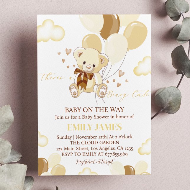 Brown Little Teddy Bear Baby Shower Invitation  (Creator Uploaded)