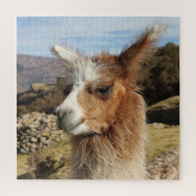 Brown Llama Close up Face Profile - Cusco Peru Jigsaw Puzzle (Vertical)