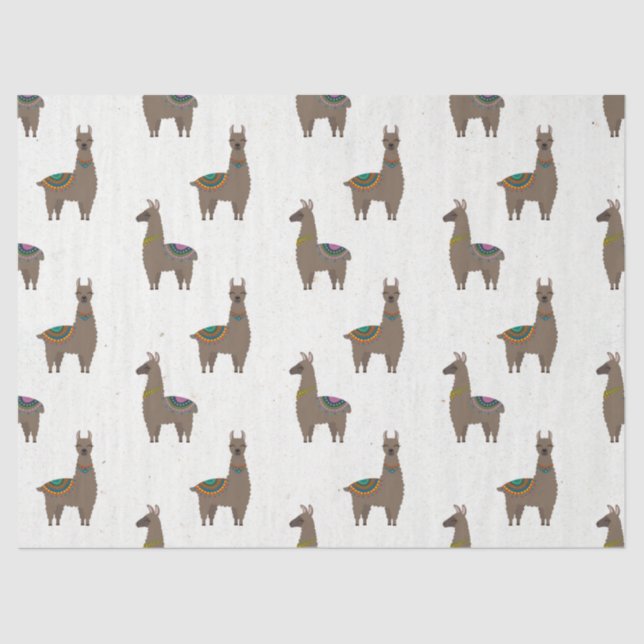 Brown Llamas on White Decoupage Tissue Paper (Front)