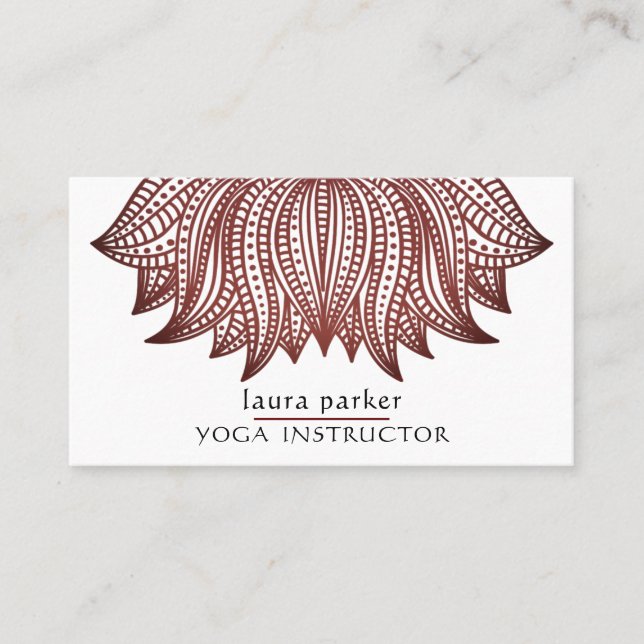 Brown Lotus Mandala Yoga Trainer Meditation Business Card (Front)