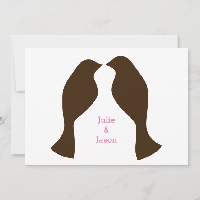 Brown Love Birds - Wedding Invitation (Front)