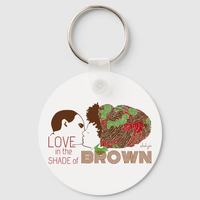 BROWN LOVE in GREEN & RED Key Ring (Front)