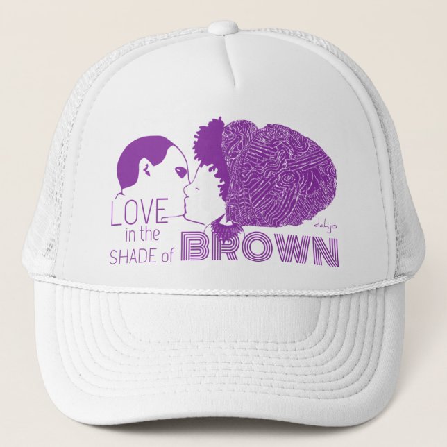 BROWN LOVE in PURPLE Trucker Hat (Front)