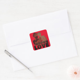 Brown Love Square Sticker