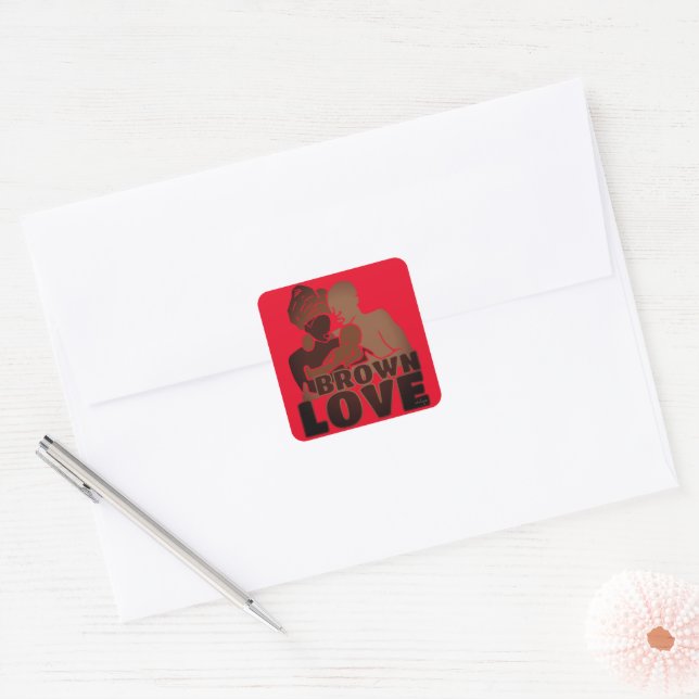 Brown Love Square Sticker (Envelope)