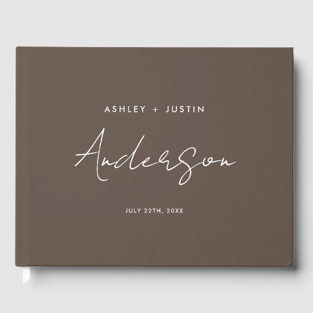 Brown Luxury Wedding Personalised Guest Book (Front)