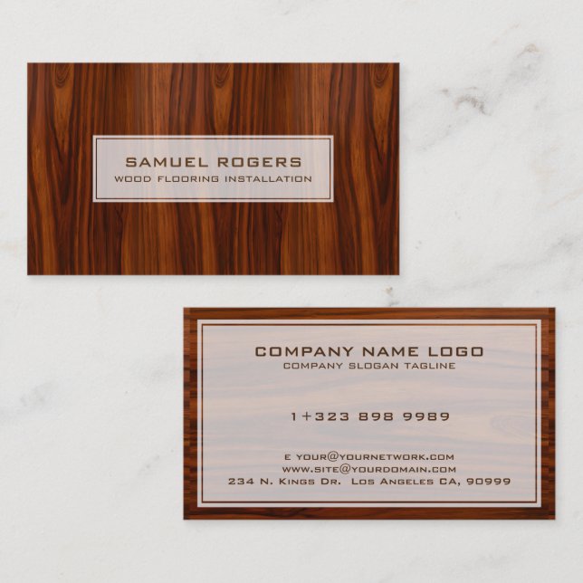 Brown Mahogany Wood Texture Business Card (Front/Back)
