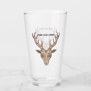 Brown Male Trophy Deer Head Large Antlers Glass