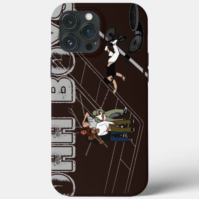 brown Man on Bike Hits Manhole OHH BOYS Crack Up Case-Mate iPhone Case (Back)