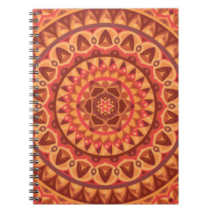 Brown Mandala Earthy Boho Cosy Geometric Pattern Notebook