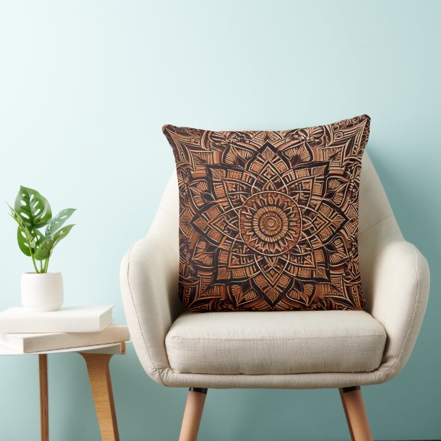 Brown Mandala Throw Pillow (Chair)