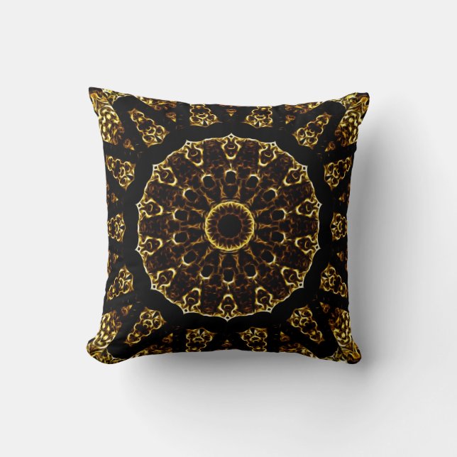 Brown Mandala Throw Pillow (Front)