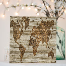 Brown map of the world print