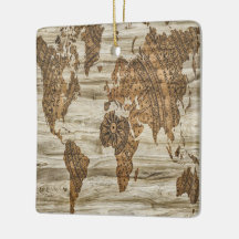 Brown map of the world print