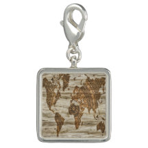 Brown map of the world print