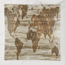 Brown map of the world print