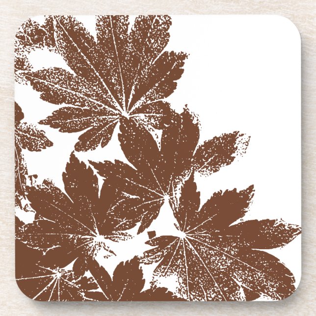 Brown Maple Leaf Stamp Coaster (Front)