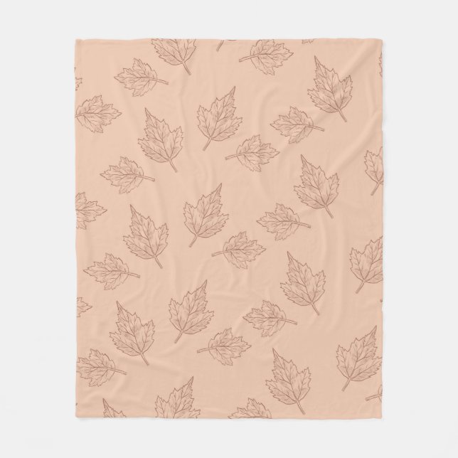 Brown Maple Leaves Tropical Botanical Autumn  Fleece Blanket (Front)
