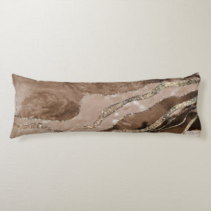 Brown Marble Agate Gold Glitter Glam #1  Body Cushion