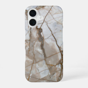 Brown Marble Gold Line iPhone 16 Case