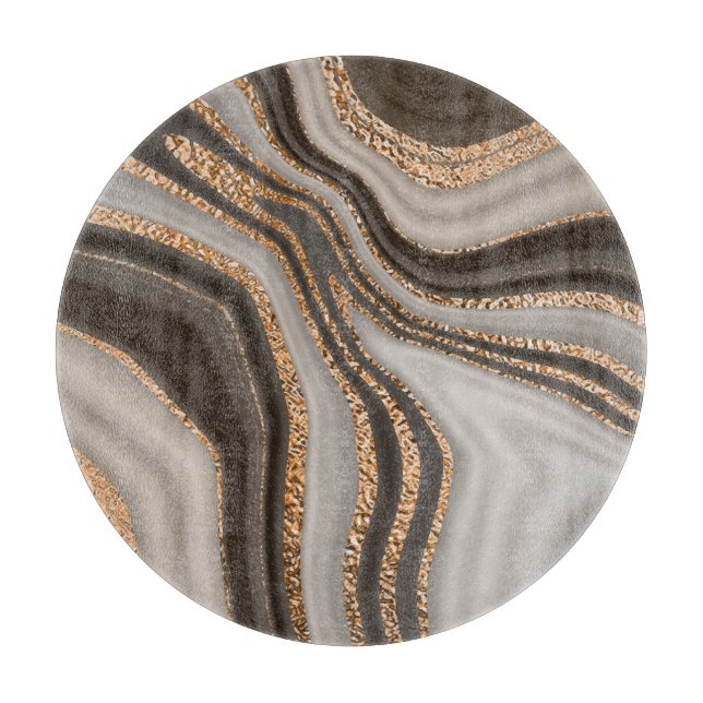 Brown Marble Gold Vintage Design Cutting Board (Front)