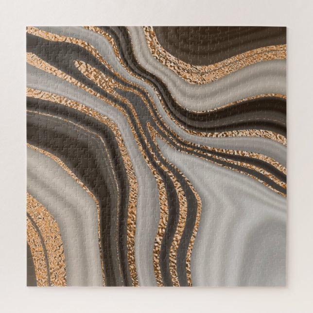 Brown Marble Gold Vintage Design Jigsaw Puzzle (Vertical)