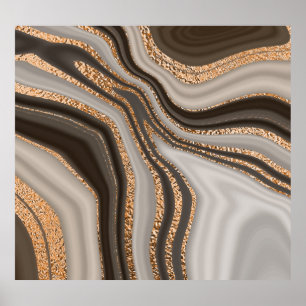 Brown Marble Gold Vintage Design Poster