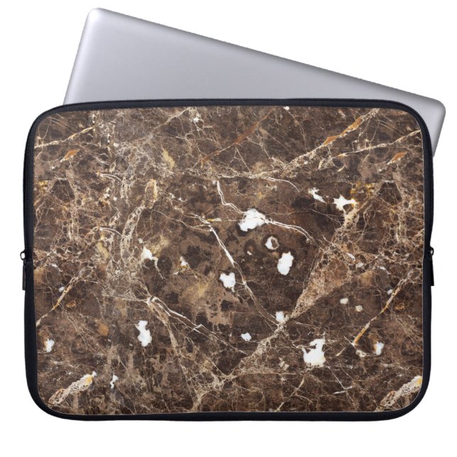 Brown Marble Stone Pattern Laptop Sleeve (Front)