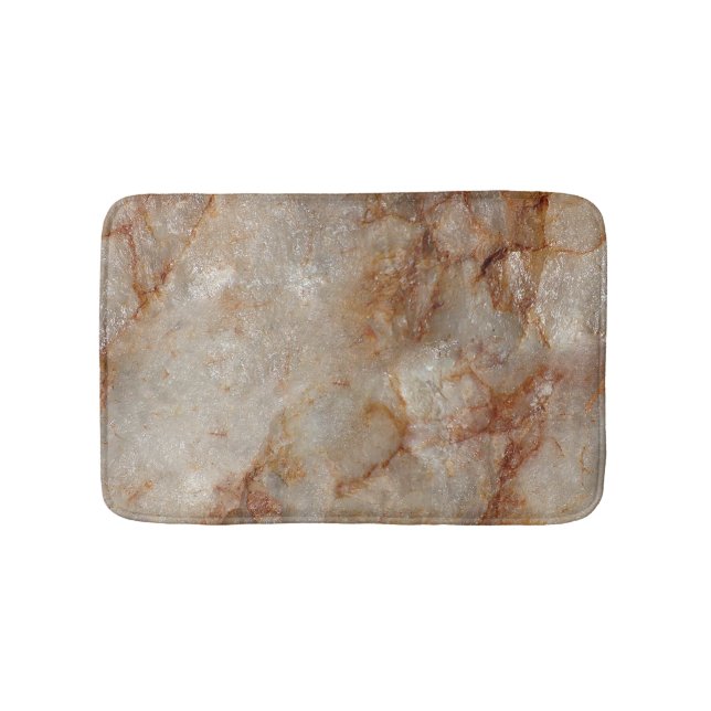 Brown Marble Stone Texture Print Bath Mat (Front)