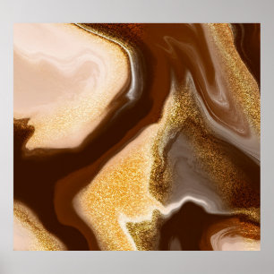 Brown marble texture: fluid abstract poster