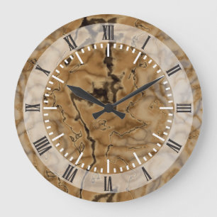 Brown Marble Texture Large Clock