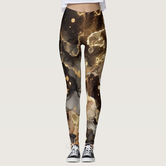 Brown Marble with Dots Leggings (Front)