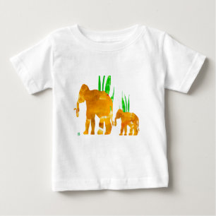 Brown Marching Elephants Baby T-Shirt