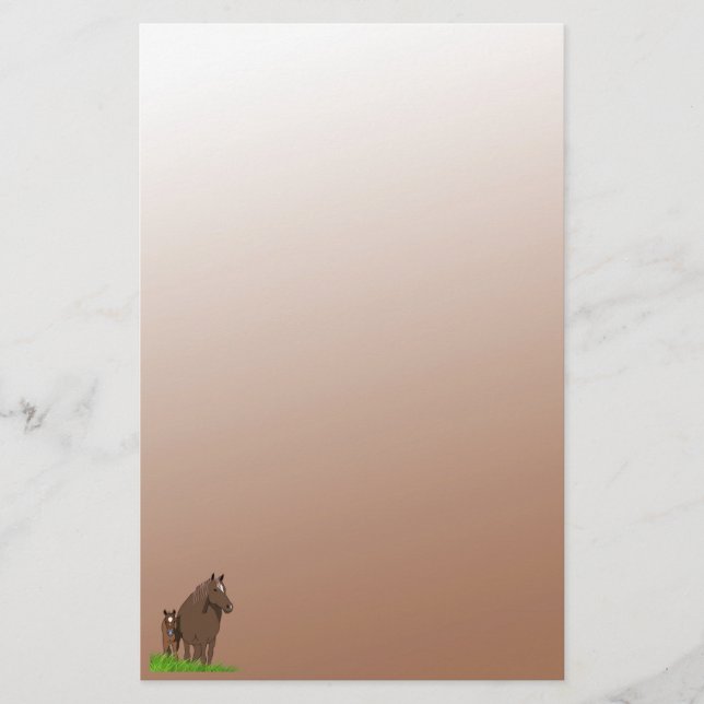 Brown Mare and Foal Horse Stationery (Front)