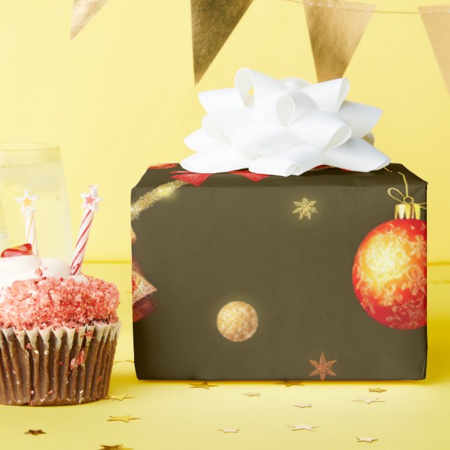 Brown Matte Christmas Design Wrapping Paper (Birthday Party)