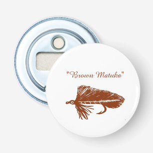 Brown Matuka streamer, fly fishing, fly tying, art Bottle Opener