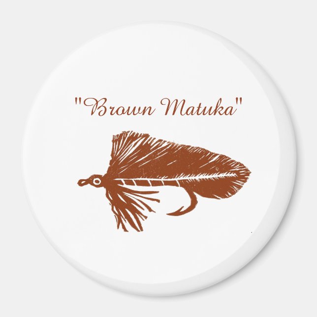 Brown Matuka streamer, fly fishing, fly tying art Magnet (Front)