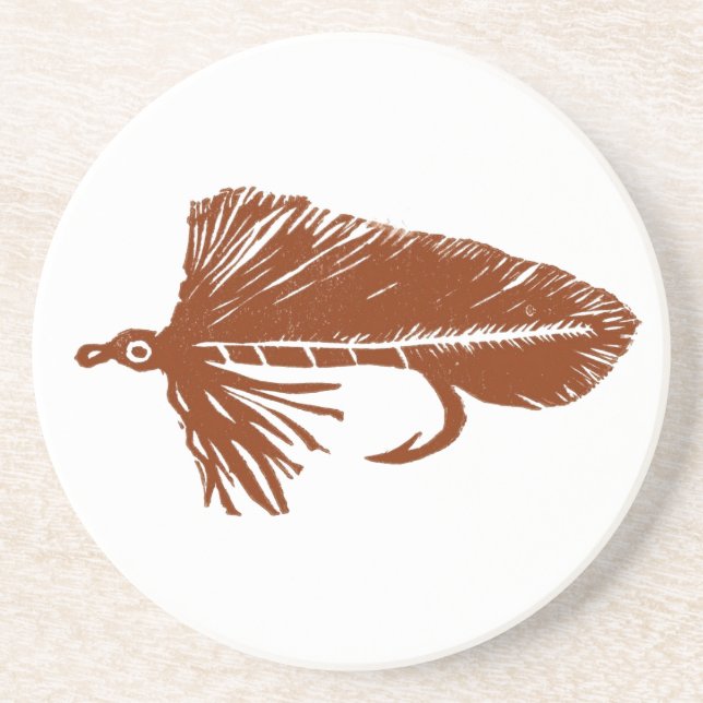 Brown Matuka Streamer Trout Fly Coaster (Front)