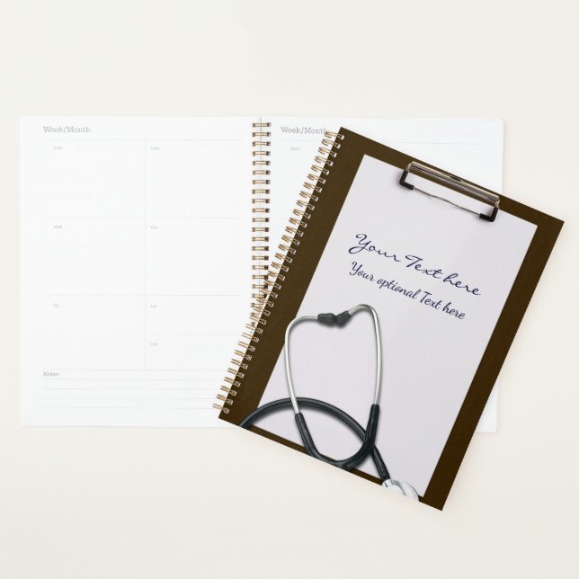 Brown Medical Clipboard with Stethoscope Planner (Display)