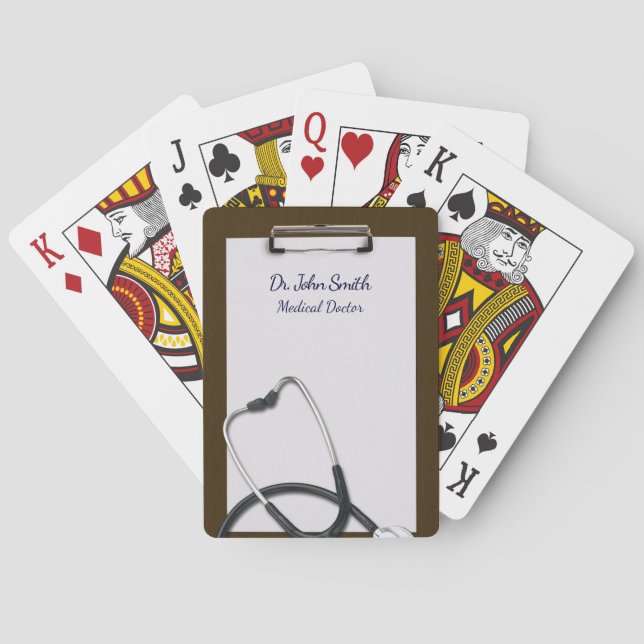 Brown Medical Clipboard with Stethoscope Playing Cards (Back)