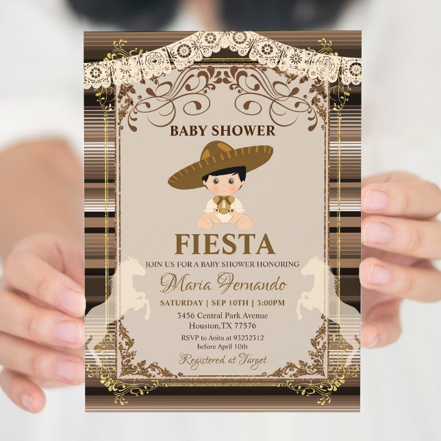 Brown Mexican Baby Shower Fiesta Invitation (Creator Uploaded)