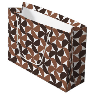 Brown Mid Century Modern Pattern Large Gift Bag