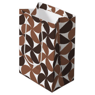 Brown Mid Century Modern Pattern Medium Gift Bag