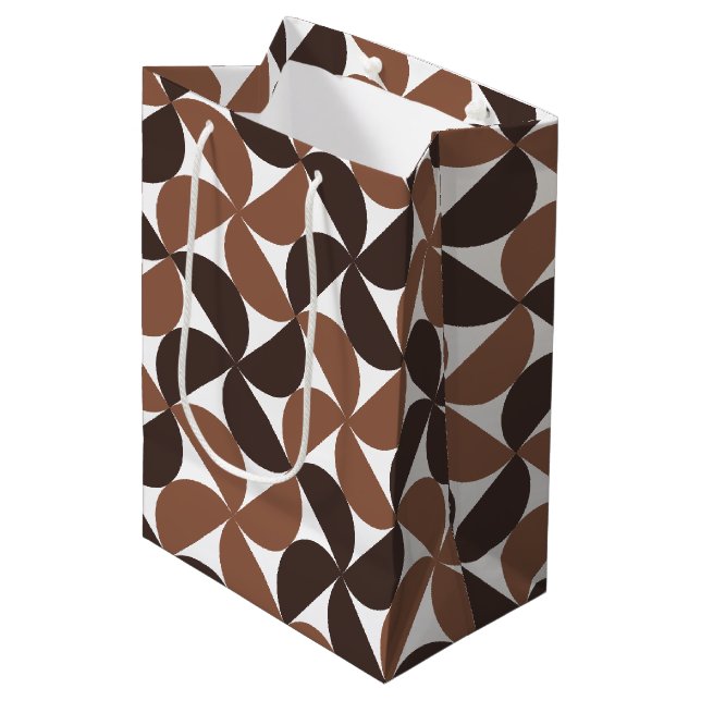 Brown Mid Century Modern Pattern Medium Gift Bag (Front Angled)